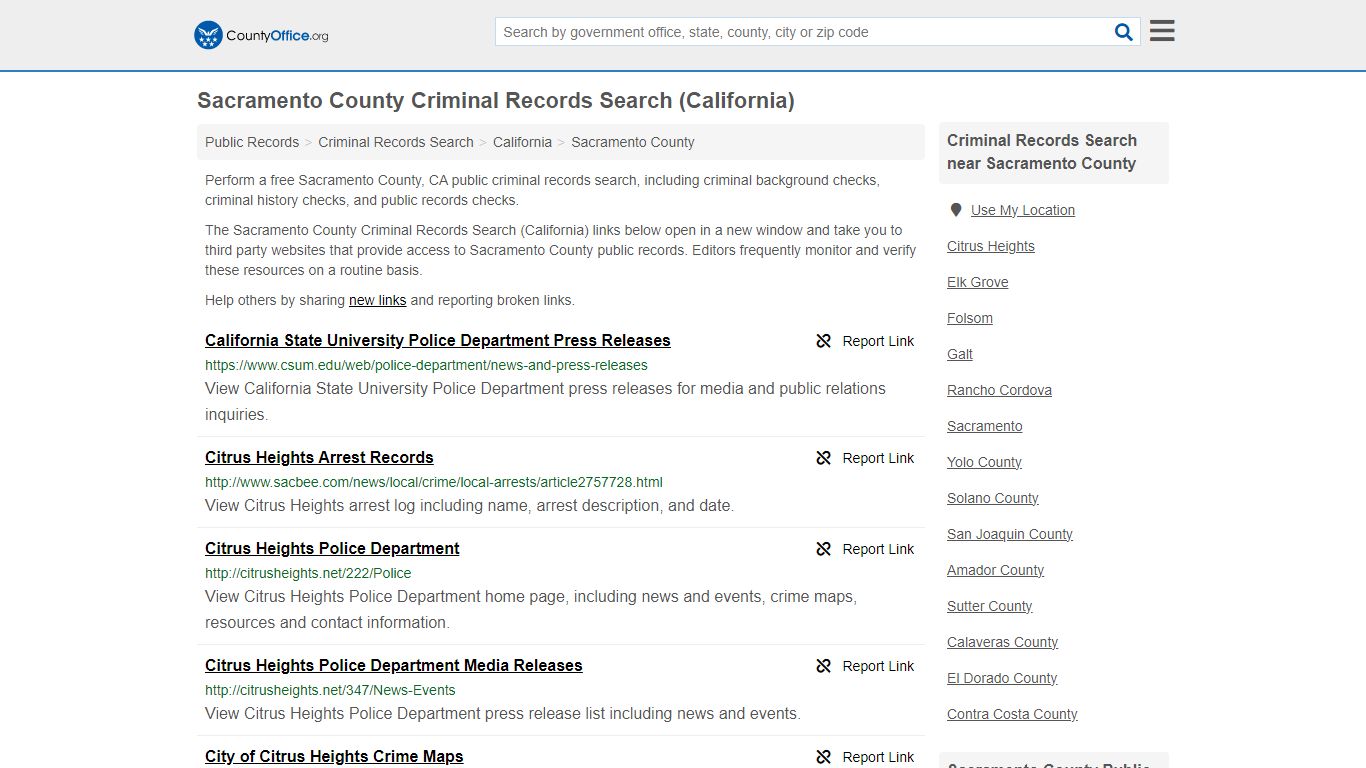 Sacramento County Criminal Records Search (California) - County Office